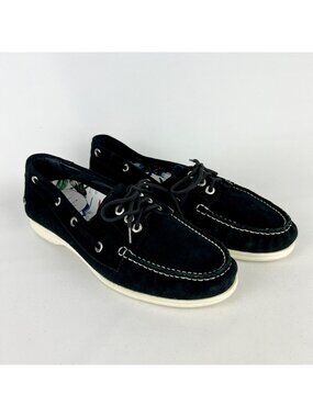Aquatalia Womens Layne Deck Boat Shoes Black Waterproof Suede Leather size 8.5